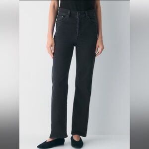 Denim Forum Arlo Highrise Straight Black Jeans